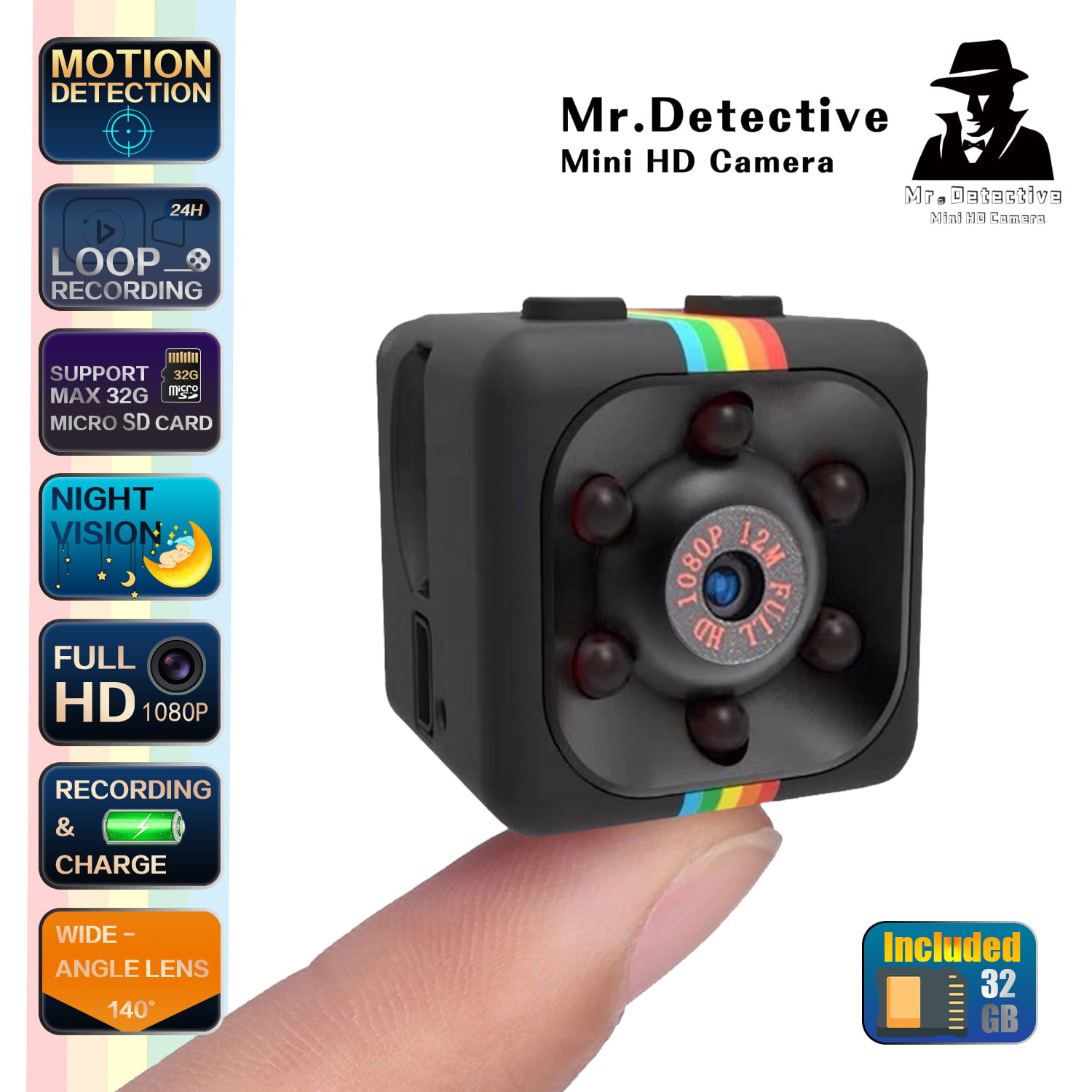 Cop Cam Security Camera Motion Detection 32GB Card Night Vision Recorder FHD1080 