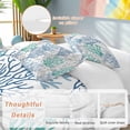 thumbnail image 3 of Blue Teal Grey Coral Coastal Bedding 3 Piece Duvet Cover Set Full Size, Summer Beach Nautical Ocean Soft Microfiber Comforter Cover with Zipper Closure & Pillowcases, FadeResistant Quilt Cover, 3 of 9