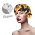 thumbnail image 2 of KLL Navy Blue Plaid Sunflower Pattern Shower Cap & Bath Cap for Women,Reversible Oversized Waterproof Shower Caps for all Hair Lengths,Elastic Reusable Bathing Hair Cap, 2 of 6