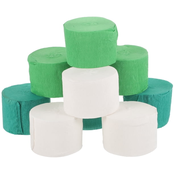 KAKOWELY 9 rollos de serpentinas de papel crepé verde y blanco con temática de jungla