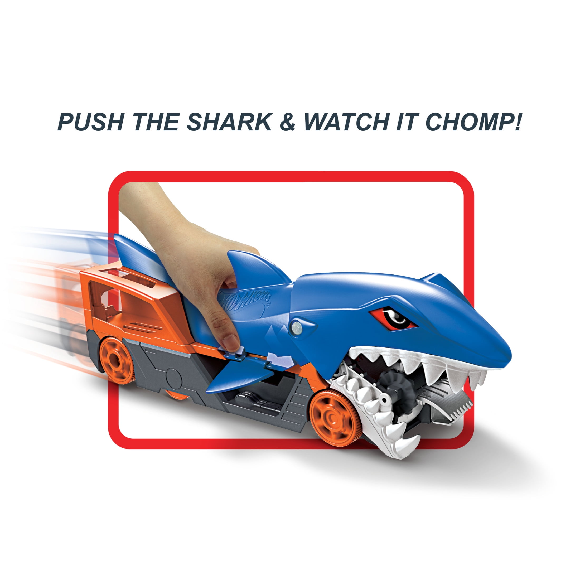 Hot Wheels Shark Chomp Transporter Playset with One 1:64 Scale Car for Kids 4 to 8 Years Old