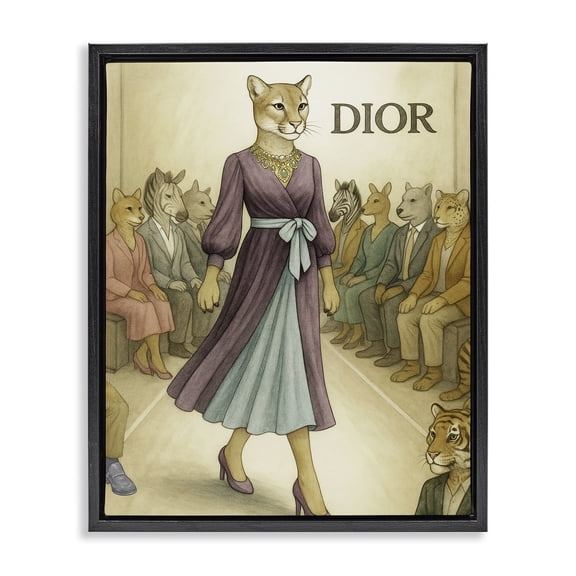 Stupell Industries Fashion Runway Cougar Black Framed Floater Canvas Wall Art, design by Grotto Studios