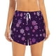 thumbnail image 2 of Balery Purple Snow Flakes Pantalones cortos deportivos para mujer con forro y dos bolsillos, elásticos, para entrenamiento, gimnasio, yoga-Large, 2 of 7