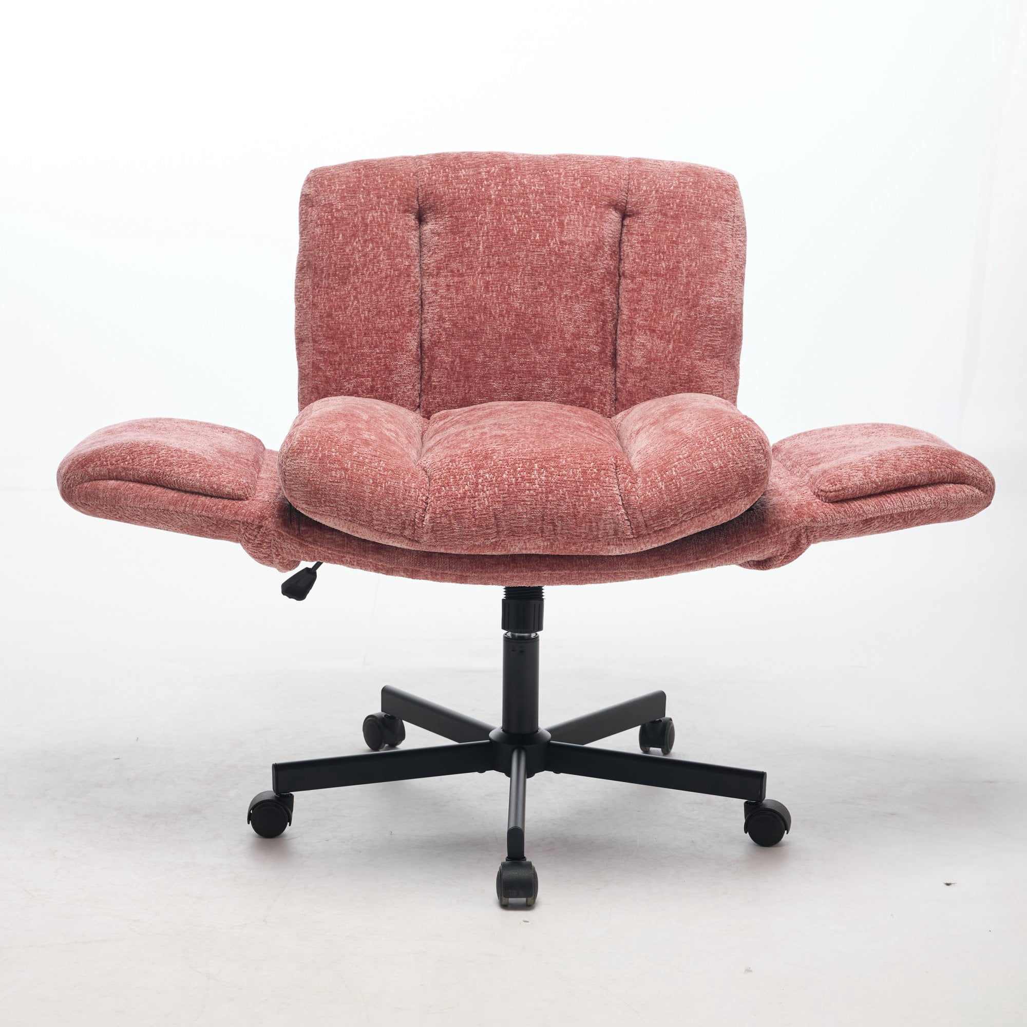 Modern Chenille Swivel Office Chair, Height Adjustable Task Chair with Convertible Armrests, Double Cushioned Desk Chair for Home Vanity Living Room