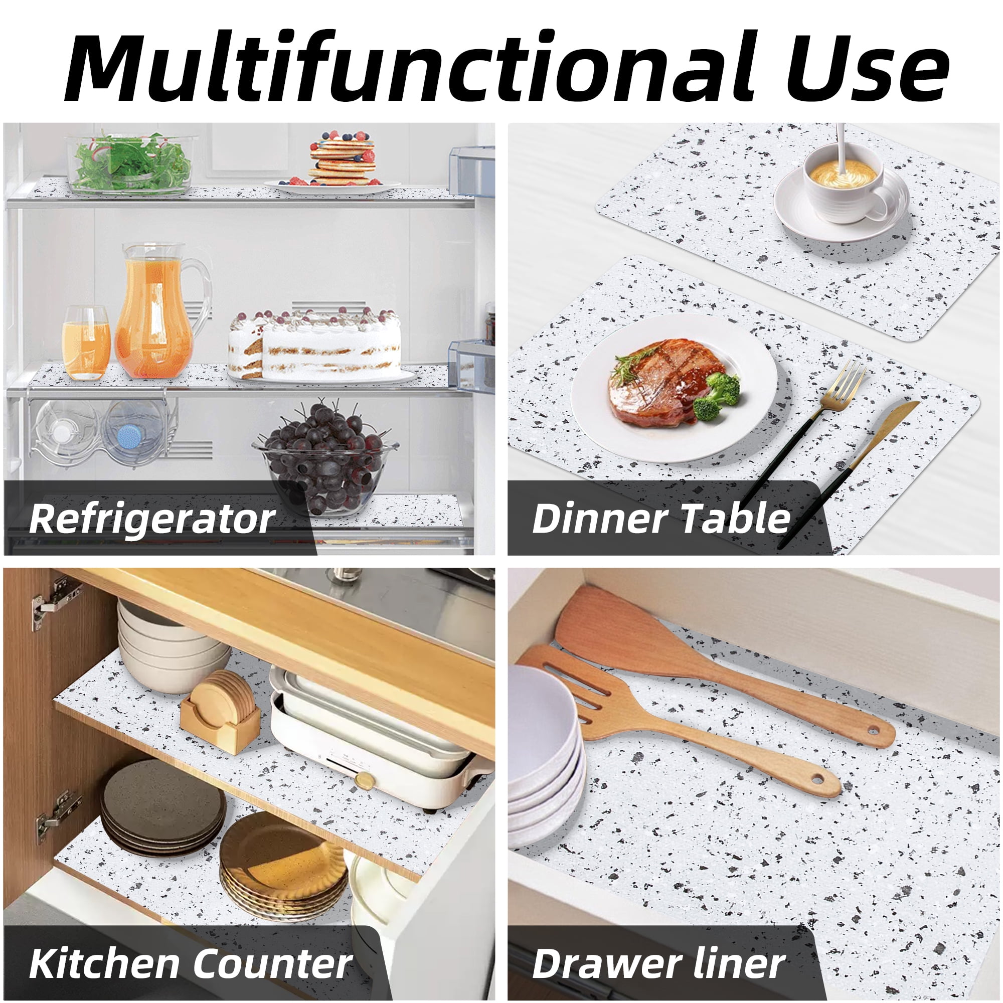 RAY STAR White Shelf Cabinet Liner, 18inx4FT Drawer Liners Non-Adhesive Non Slip Shelving Liner for Kitchen Cabinets