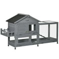 thumbnail image 1 of CoSoTower 65" Wooden Rabbit Hutch, Pet Playpen with Openable Roof, Storage Box, for Rabbits and Small Animals, Dark Grey, 1 of 7