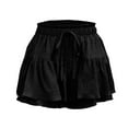 thumbnail image 7 of Lenpel Women's Flowy Shorts Trendy Boho Elastic High Waisted Pleated Ruffled Tiered Mini Skorts Summer Casual Shorts, 7 of 7