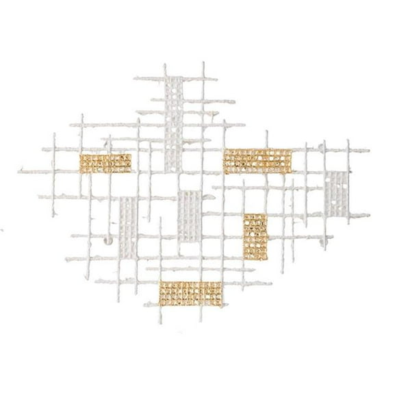 HomeRoots 401273 Contemporary White & Gold Geo Grid Wall Art, White