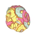 thumbnail image 2 of Kdxio Donut and Blue Print Shower Cap for Women,Elastic and Reusable,Double Waterproof Layers Bathing Hat, 2 of 9