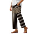 thumbnail image 3 of WILLBEST Pantalones Casuales para Mujer - Capri Holgado de Lino con Estampado Floral Bohemio, Rayas, Cintura Elástica y Cordón Ajustable para Relajarse y Actividades al Aire Libre. Grande, 3 of 6