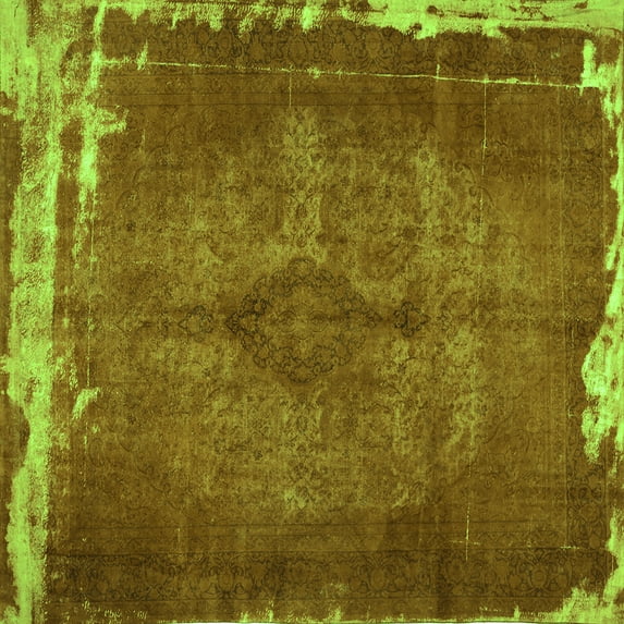 Ahgly Company Indoor Square Persian Green Traditional Area Rugs, 5' Square