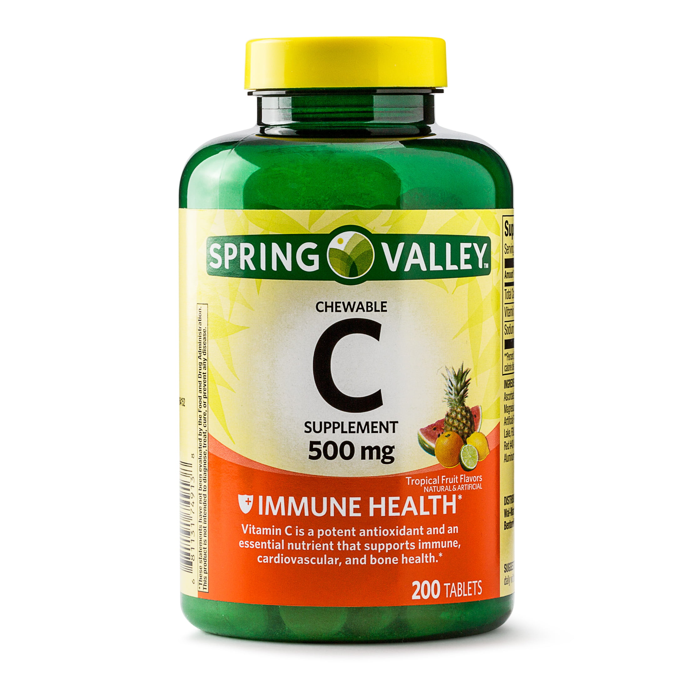 Spring Valley Vitamin C Chewable Tablets Tropical Fruit 500mg 200 Ct Walmartcom
