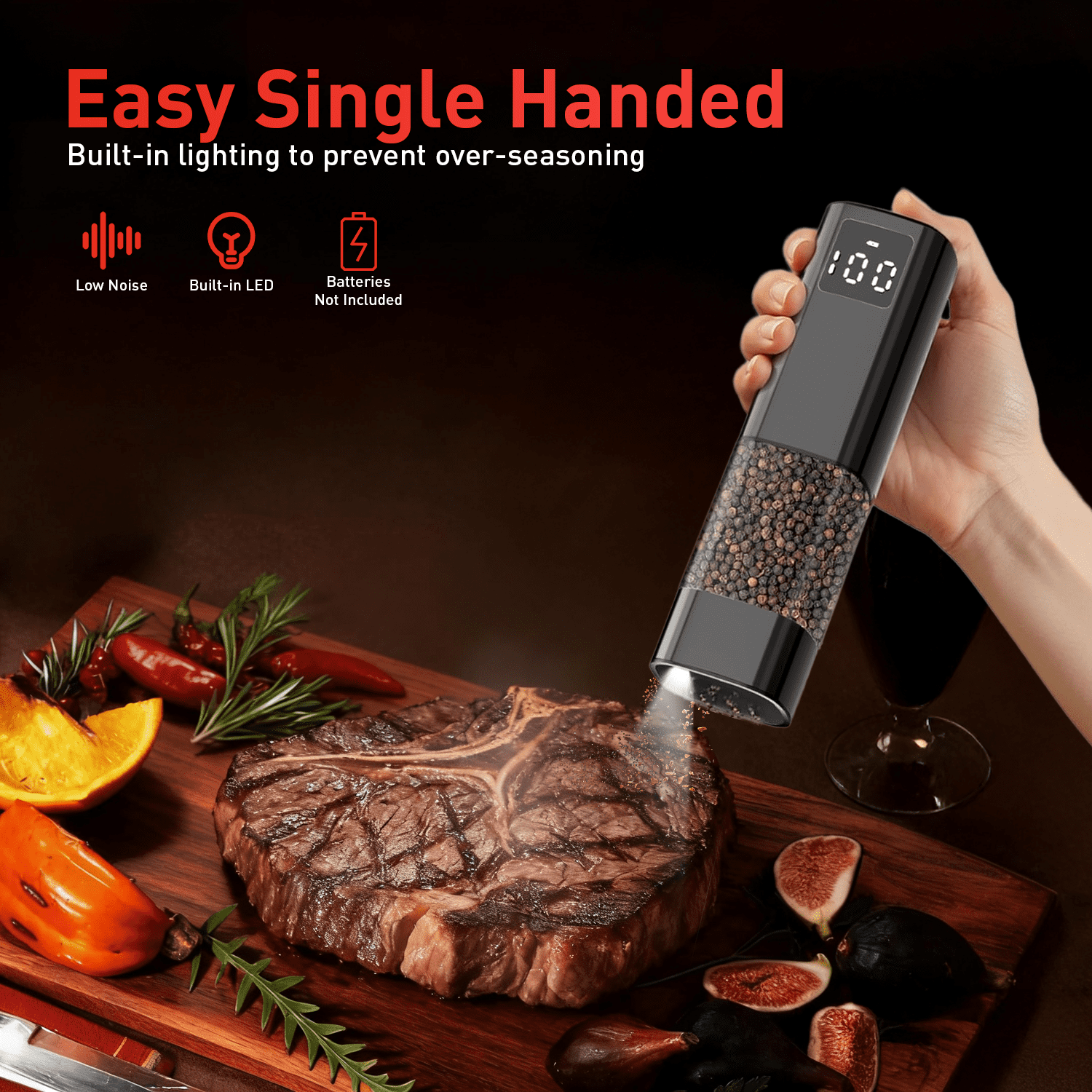Electric Salt and Pepper Grinder Set, Rechargeable Automatic Shakers with LED Light, Adjustable Coarseness, Larger Capacity Kitchen Appliances