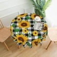 thumbnail image 5 of Round Tablecloth 60 Inch Sunflower Tablecloth Black and White Plaid Tablecloth Washable Table Cover Reused Farmhouse Tablecloth Home Parties Holiday Dinner Party Dining Room Decor, 5 of 6