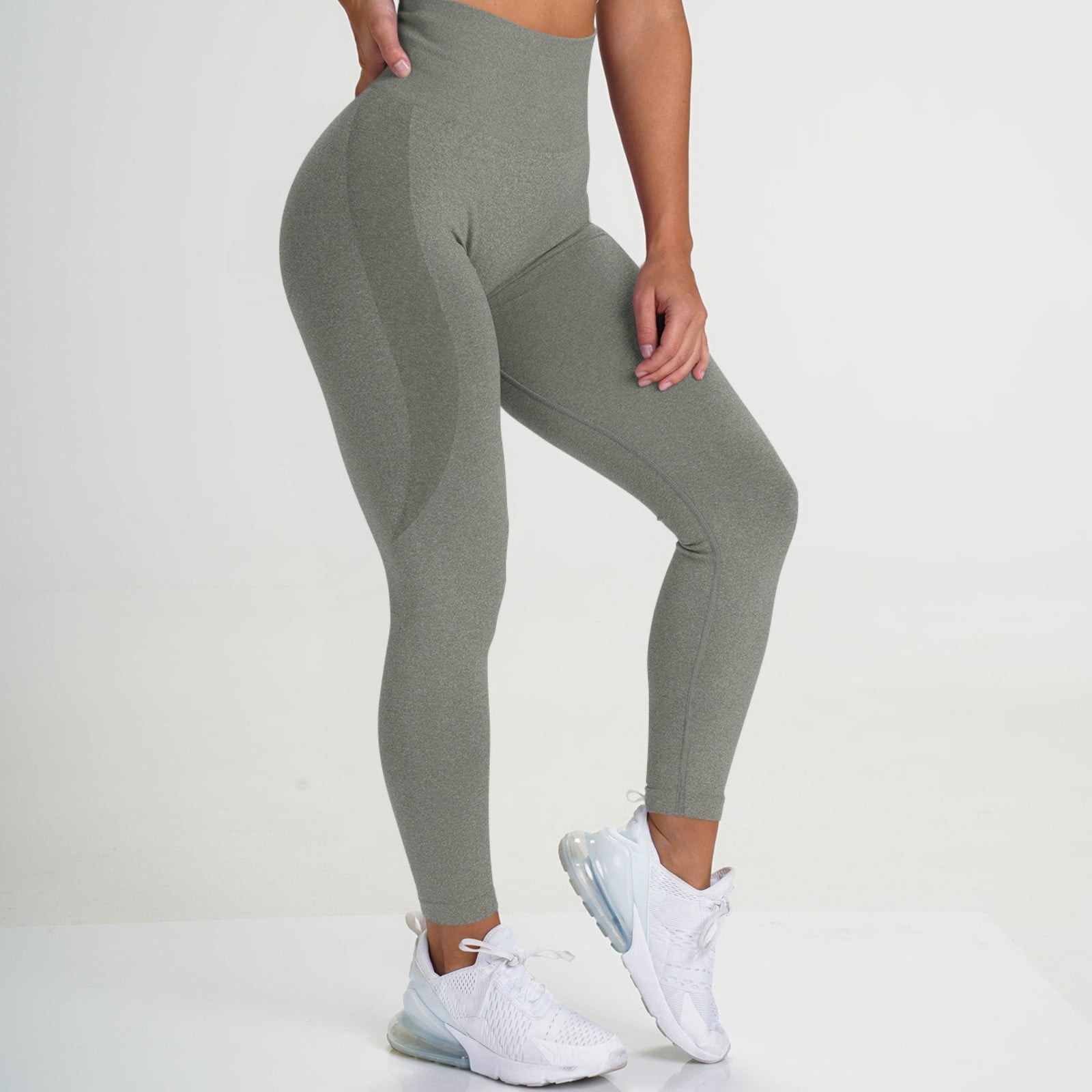 Womens Leggings Yoga Sports Color Hip Lifting Fitness High Waist Running  Pants Yoga Pants Sweatpants Women Grey L 