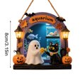 thumbnail image 3 of Diceymbol Spooky Cute Halloween Hanging Ornaments Friendly Ghost Scene Decor with Lantern and Cat Designs for Halloween Tree Home Decor and Seasonal Display, 3 of 8