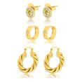 thumbnail image 1 of Juego de 3 Aros JeenMata Diseño Clásico Cierre de Presión trenzado Chapados en oro amarillo, 1 of 4