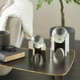 thumbnail image 2 of 7", 6"H Silver Glass Orb Geometric Sculpture with Clear Orb and X-Shaped Holder, by DecMode (2 Count), 2 of 9