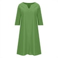 thumbnail image 4 of Aueoeo Long Sleeve Maxi Dresses, Women's V Neck 3/4 Sleeve Dress Casual Midi Dresses Flowy Swing Boho Long Dresses with Pockets, 4 of 6