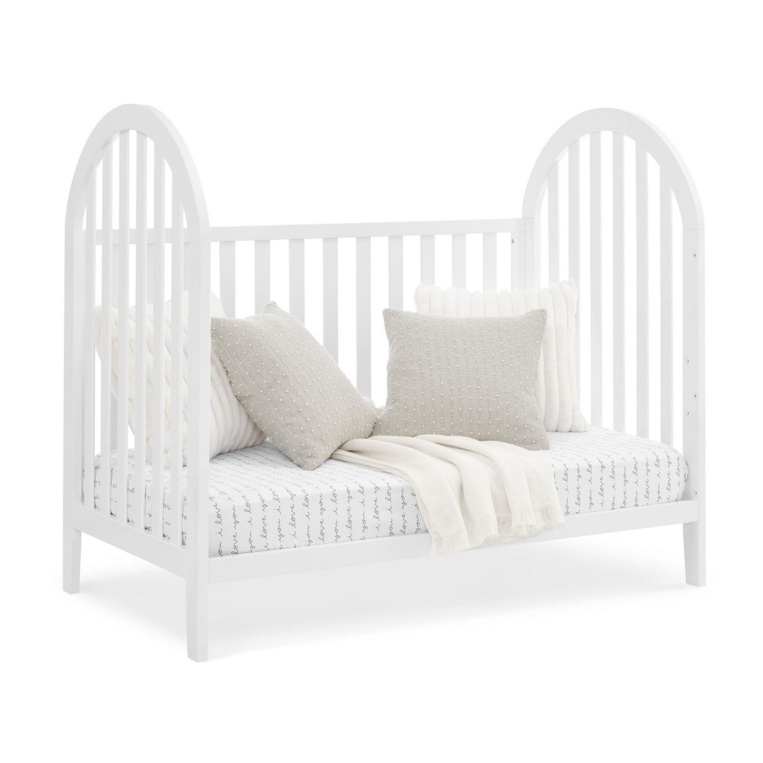 Delta Children Milano 4-in-1 Convertible Crib - Greenguard Gold Certified, Bianca White