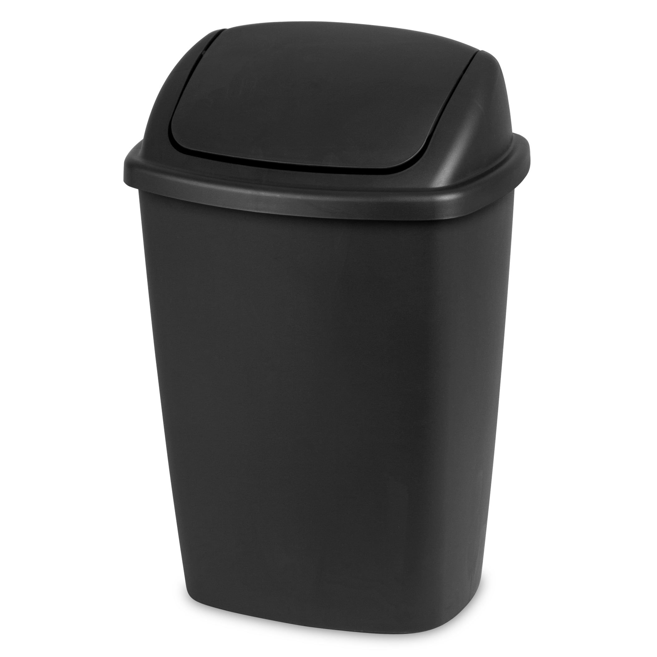 Sterilite 7.5 Gallon Trash Can, Plastic Swing Top Office Trash Can, Black