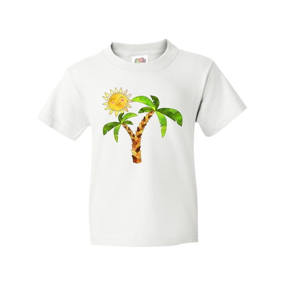 Inktastic Palm Trees with Cute Smiling Sun Youth T-Shirt
