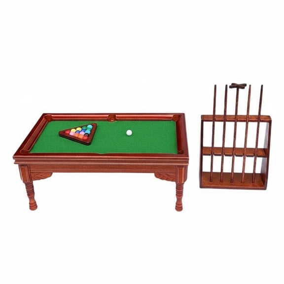 amagogo Miniature Billiard Table Pool Table Model Wooden Classic with Green Felt Style Surface for Diorama and Collectors