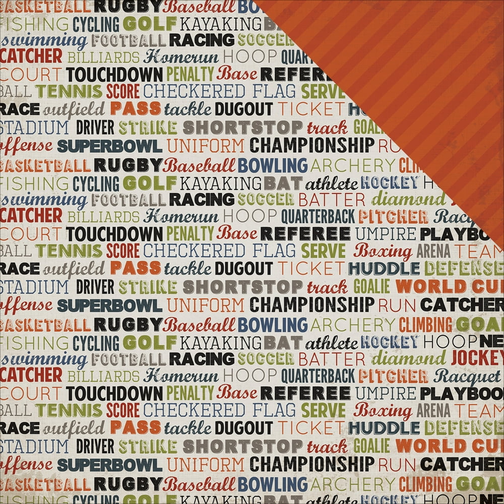 Work Hard Play Hard DoubleSided Cardstock 12"X12"Sport Words