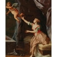 thumbnail image 2 of French School 20x24 Gold Ornate Framed and Double Matted Museum Art Print Titled - Interior with a Woman and Amor Flying Away (18th Century), 2 of 4