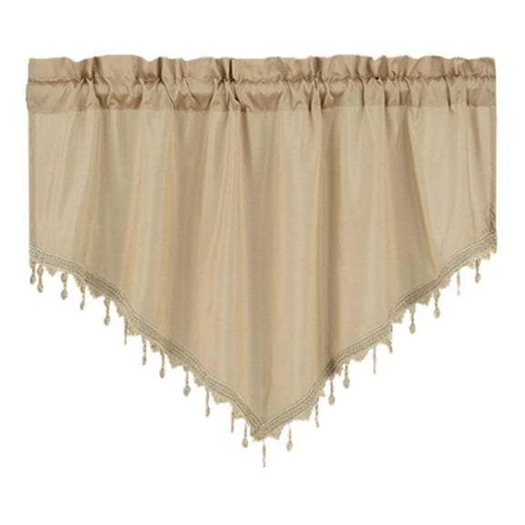 IMossad Solid Color Windows Curtains, Scalloped Kitchen Curtain, Bathroom Swag Drapes with Rod Pocket, Short Valance Drape for Bedroom Living Room