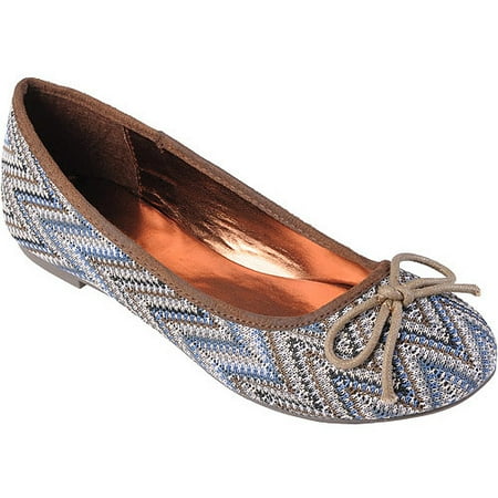 Brinley Co Womens Bow Detail Round Toe Ballet Flats