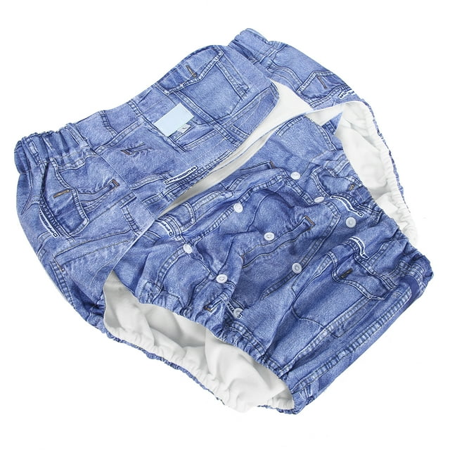 Adulte, sous-Vêtements Lavables Ajustables de Nuit Réutilisables pour Incontinence, pour Hommes Femmes A09 Denim