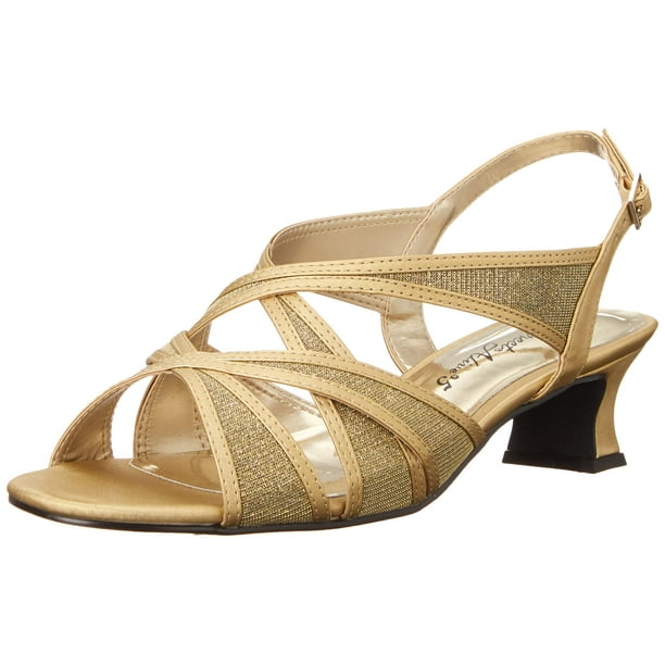 Sandalia Easy Street Tristen para mujer, tacón dorado con purpurina 5.5