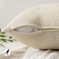thumbnail image 5 of Pack of 2 Couch Throw Pillow Covers 18x18 Inch Neutral Beige Modern Boho Accent Decorative Soft Chenille Farmhouse Cushion Covers for Home Decor Sofa Living Room, 5 of 6