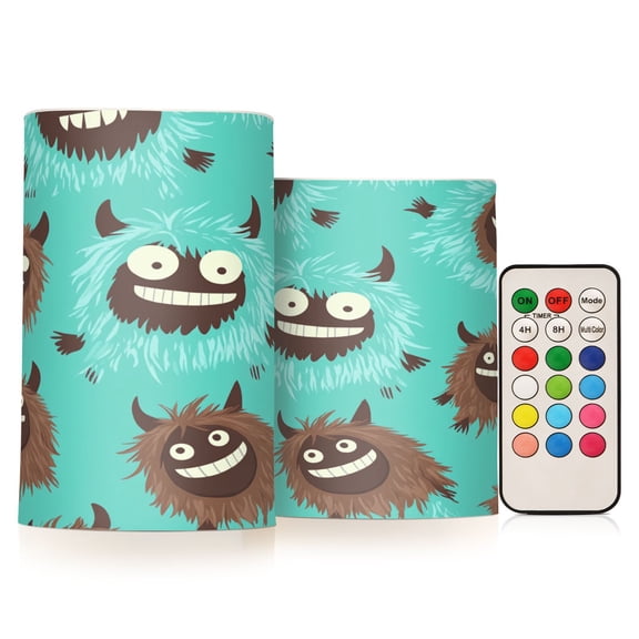 BZSMCE Flameless Candles LED Lights Shaggy Monster Cute Pattern Creativity Battery Candles