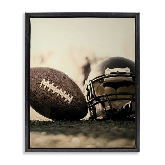 Stupell Industries Eclectic Football Stand Alone Black Floating Frame Canvas Art, 17 x 21, by Jesse Keith