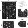 thumbnail image 4 of FRAMICS 16-Piece Black Marble Shower Curtain Sets with Rugs, Modern Abstract Bathroom Sets, Waterproof Fabric Bathroom Curtain Decor with Hooks, 4 of 11