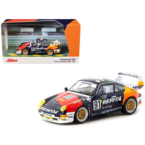 Porsche 911 GT2 #91 "24 Hours of Le Mans" (1995) "Collab64" Series 1/64 Diecast Model Car by Schuco & Tarmac Works
