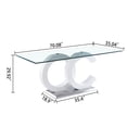 thumbnail image 6 of 70" Modern Glass Dining Table for 6, Rectangular Tempered Glass Top & OC Shape Glossy Wood Frame & Metal Base for Dining Room, Home Office, Meeting, 6 of 6