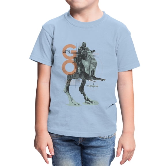 Star Wars The Mandalorian And Grogu Lets Go Grogu Walker Youth T Shirt (Light Blue, XS-XL)