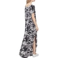 thumbnail image 3 of Vestido a juego con cuello en V, casual, holgado, manga corta, maxi con bolsillo, 3 of 4
