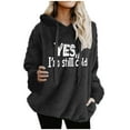 thumbnail image 3 of CFLVAEK Yes I'm Still Cold Hooded Pullover for Women Fuzzy Sherpa Fleece Hoodies Plus Size Long Sleeve Sweatshirts Thermal Winter Pullover Tops with Pockets Black XXXL, 3 of 7