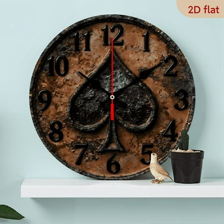 A 10-inch 2D flat Retro Black Jack theme wooden circular wall clock, suitable for decoration in bedrooms, living rooms, and offices. It is an ideal gift for Christmas and New Year.