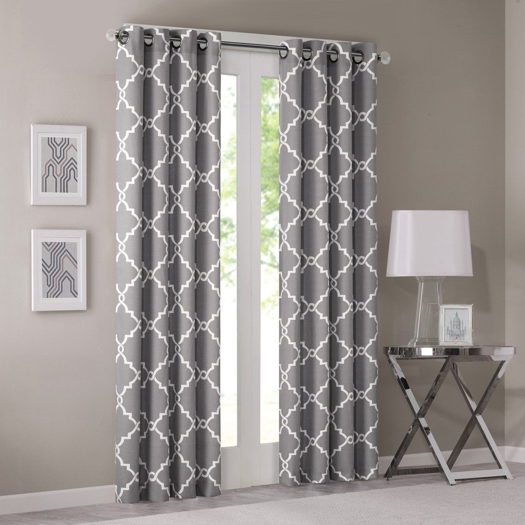 Saratoga Fretwork Window Curtain Grey 63 Single Panel For A