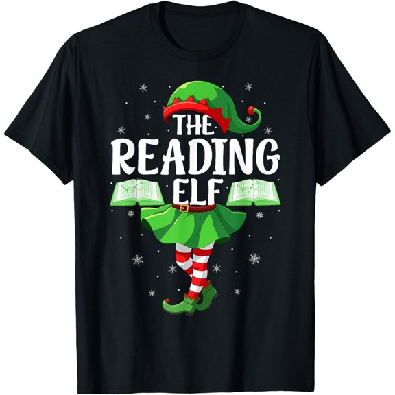 Reading Elf Christmas Family Women Adults Elf Squad Xmas T-Shirt