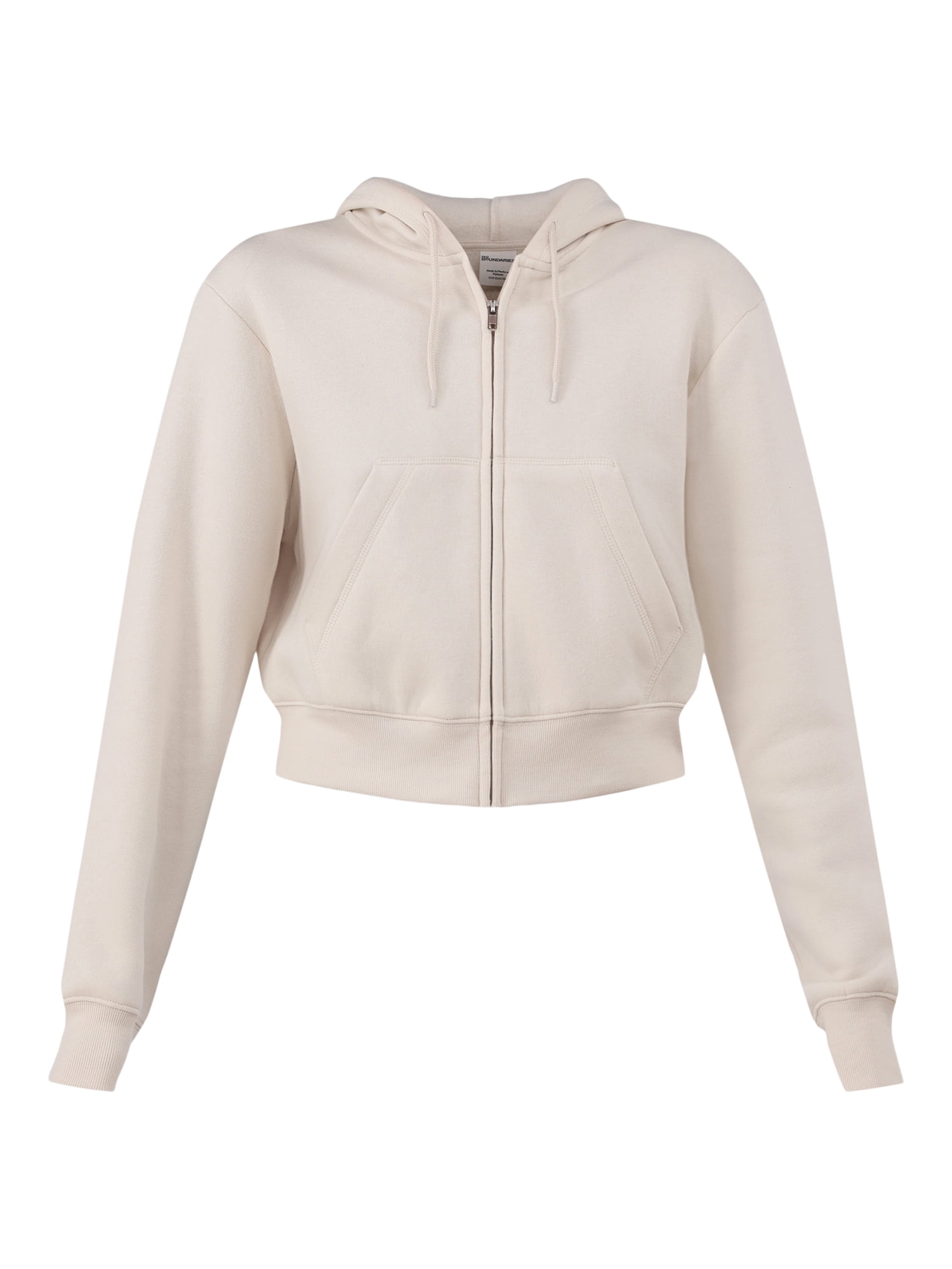 No Boundaries Cropped Fleece Zip Hoodie, Women’s