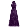 thumbnail image 7 of BODOAO Maxi Dresses for Women Floral Halter Neck Sleeveless Chiffon Pleated Long Dress, Flowy Summer Wedding Guest Outfit for Beach Vacation and Special Events Purple 3XL, 7 of 7