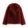 thumbnail image 2 of Faux Fur Coat, Yigetop Women's Faux Coat Long Sleeve Lapel Shaggy Winter Jacket Warm Furry Open Front Outerwear Fur Jacket Red L, 2 of 4