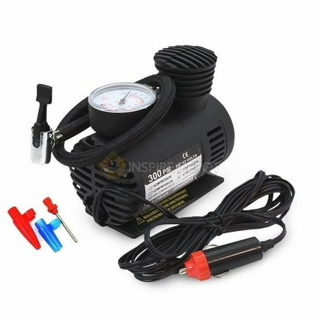 XtremepowerUS 300PSI 12V Mini Air Compressor Emergency Car and Truck Tire Pump Pressure Gauge Tire Inflatable Nozzle