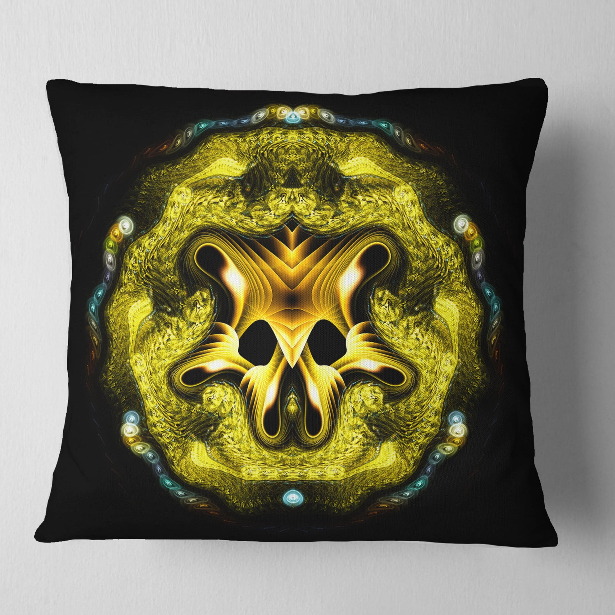 Designart 16" x 16" Abstract Multi-color Fractal Polyester Throw Pillow